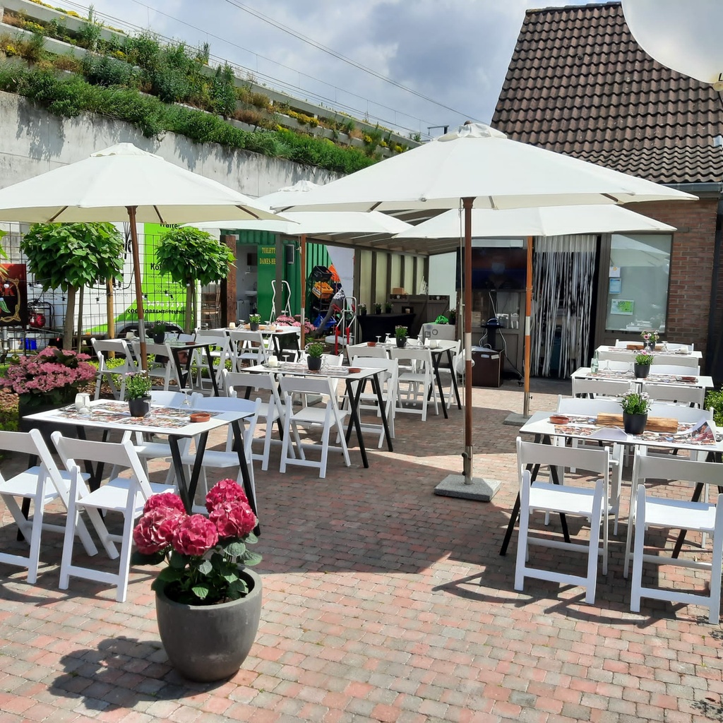 PARASOL WIT D3M INCL. VOET 20 KG