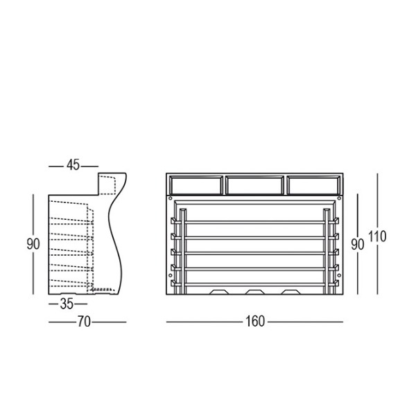 BEAU BAR TOOG L160 x B70 x H110